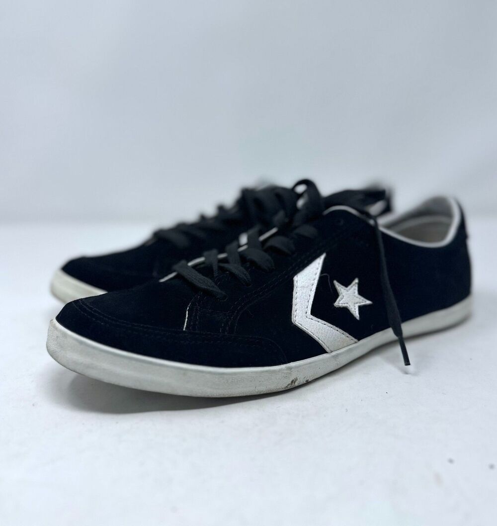 Converse One Star Sneakers Mens 8 Black White Canvas Low Top Retro Preppy Shoes